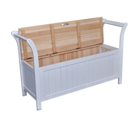 vidaXL Sitzbank mit Stauraum 126x42x75 cm Holz Wei&szlig;
