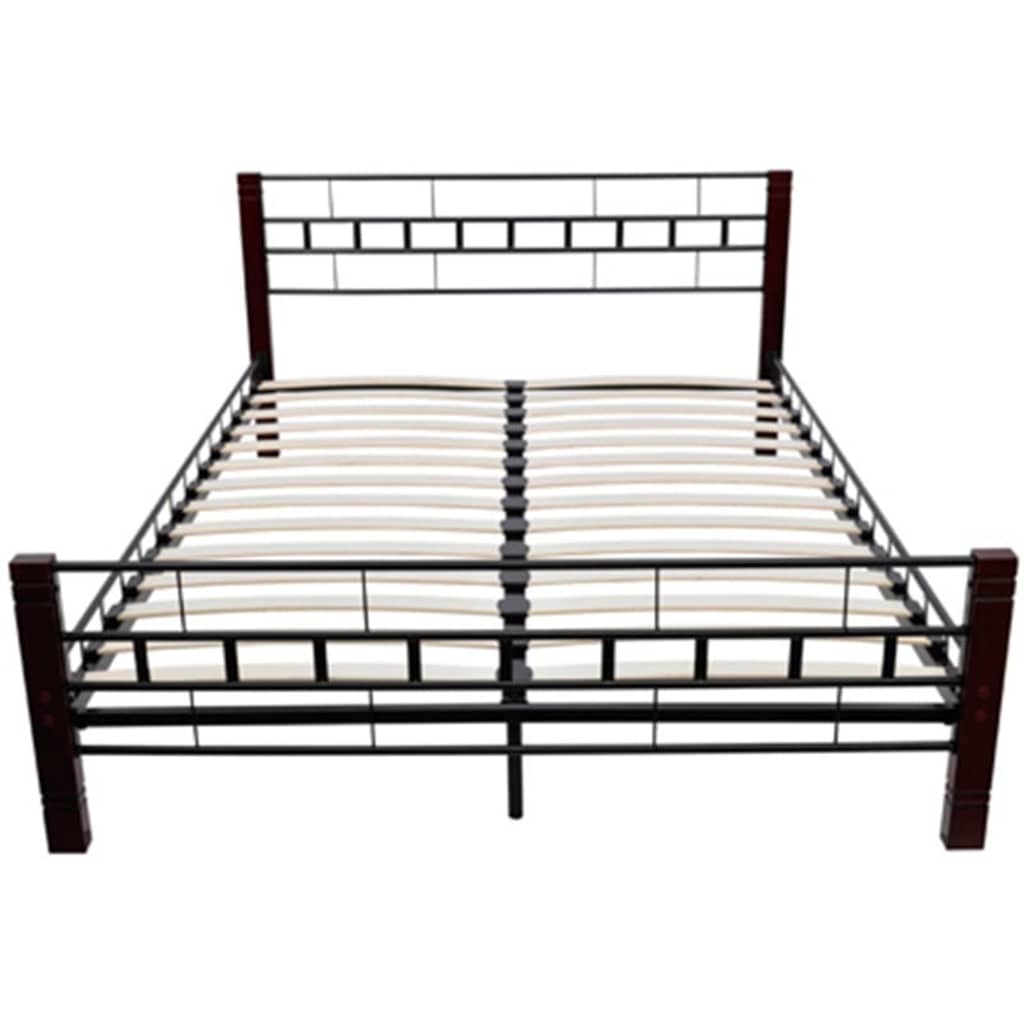 

vidaXL Bedframe hout en metaal zwart 140x200 cm