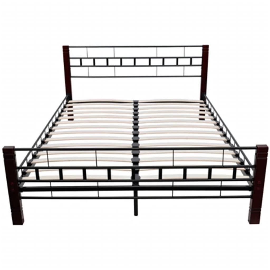 vidaXL Bedframe hout en metaal zwart 180x200 cm