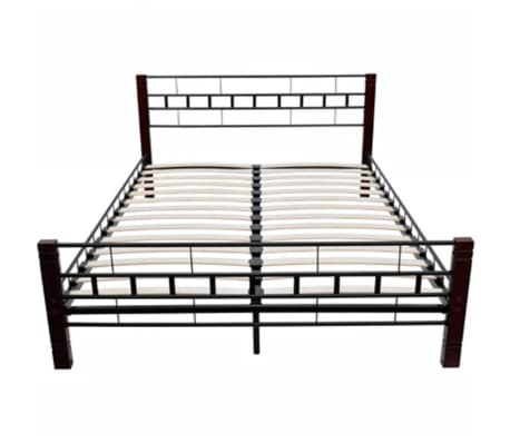 vidaXL Rama łóżka, czarna, drewno i metal, 180 x 200 cm