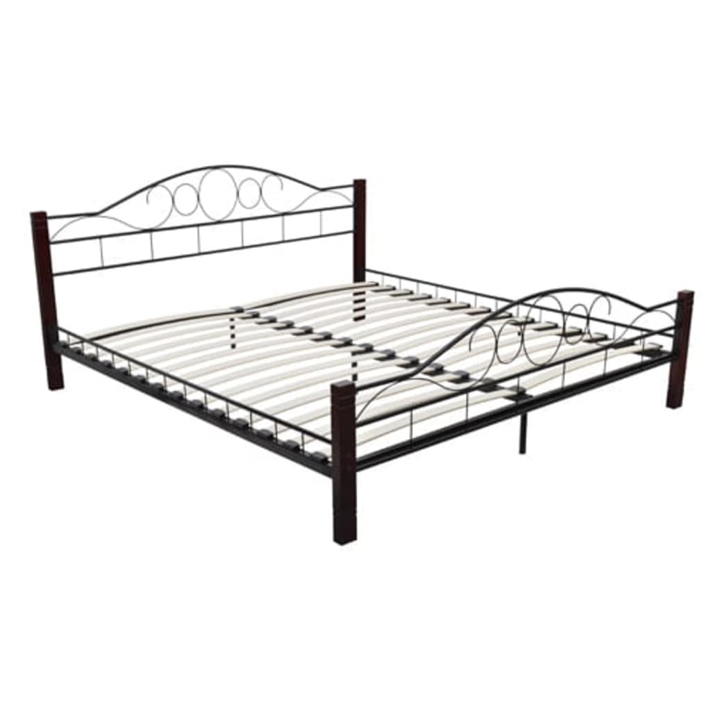 vidaXL Okvir za krevet drveni i metalni crni 180 x 200 cm