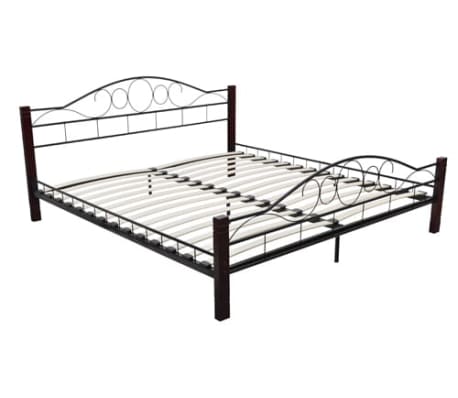 vidaXL Estrutura de cama metal e madeira 180x200 cm preto