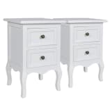 vidaXL Mesas-de-cabeceira com 2 gavetas 2 pcs MDF branco
