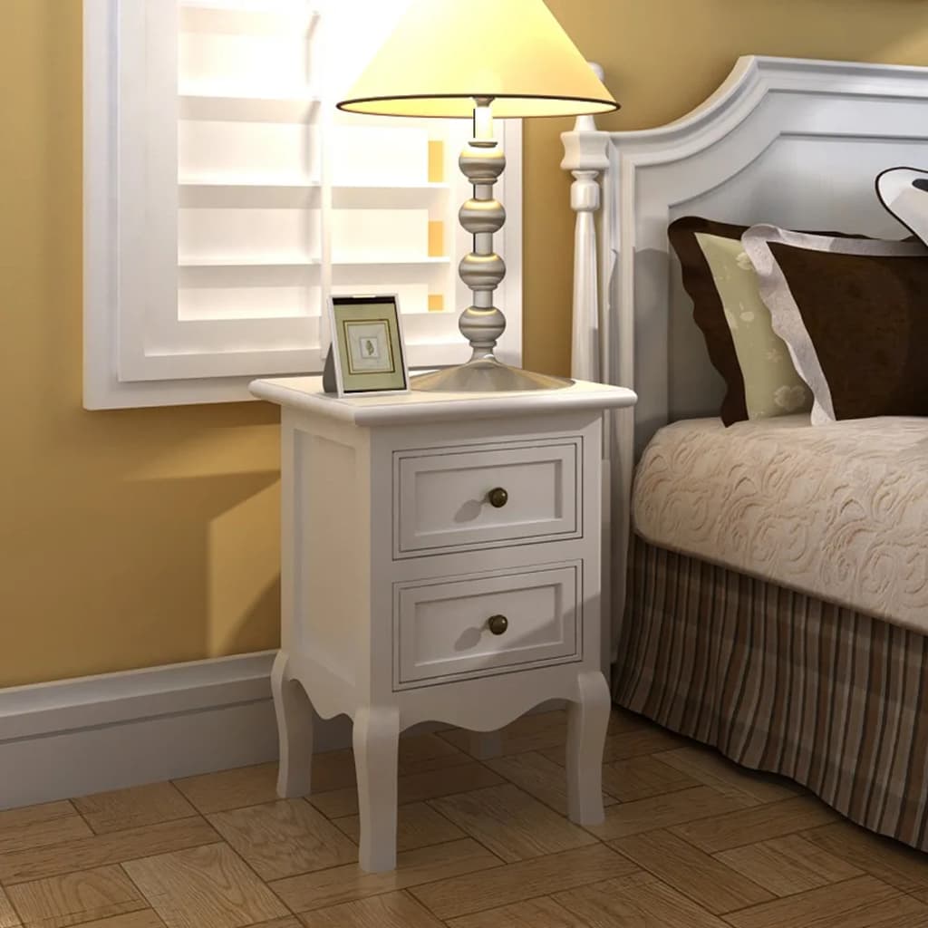 Nightstands 2 Piece with 2 Drawers MDF White