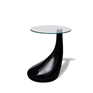 Coppia tavolini salotto moderno vetro design vernice nero