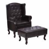 vidaXL Fauteuil avec repose-pied Cuir artificiel Marron foncé