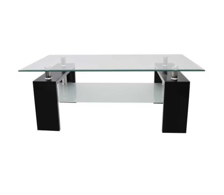 vidaXL Table basse avec dessus de table en verre Noir Haut brillant