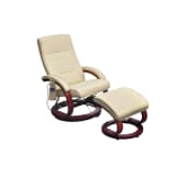 vidaXL Sillón de masaje eléctrico y reposapiés cuero artificial crema