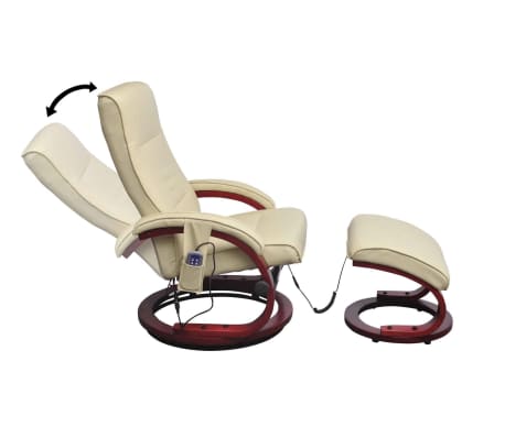 vidaXL Fauteuil de massage avec repose-pied Crème Similicuir