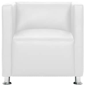 vidaXL Cube Armchair White Faux Leather
