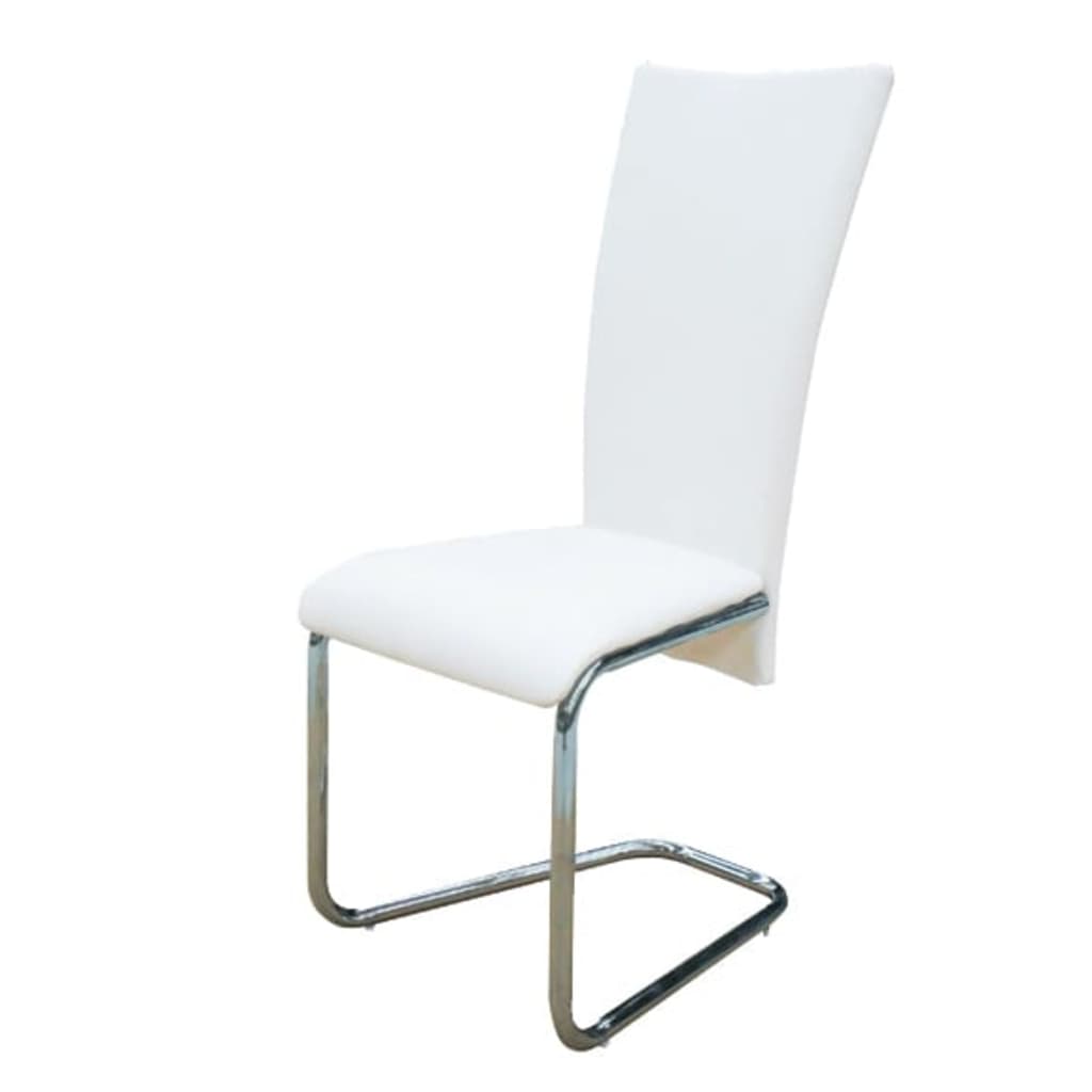 vidaXL Valgomojo kėdės, 4vnt., baltos, dirbtinė oda