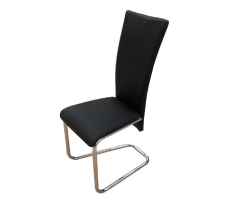 vidaXL Valgomojo kėdės, 4vnt., juodos, dirbtinė oda