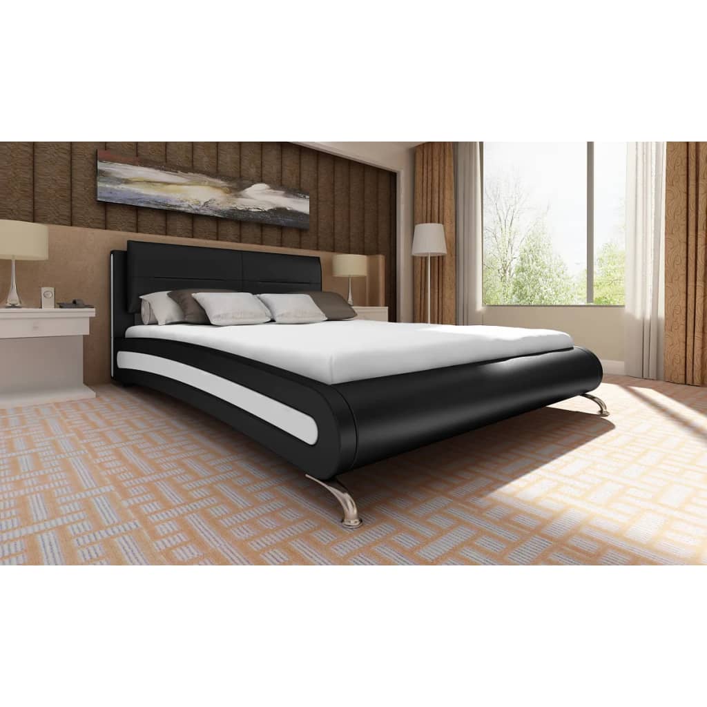 vidaXL Cadru de pat, negru, 140 x 200 cm, piele artificială vidaxl.ro