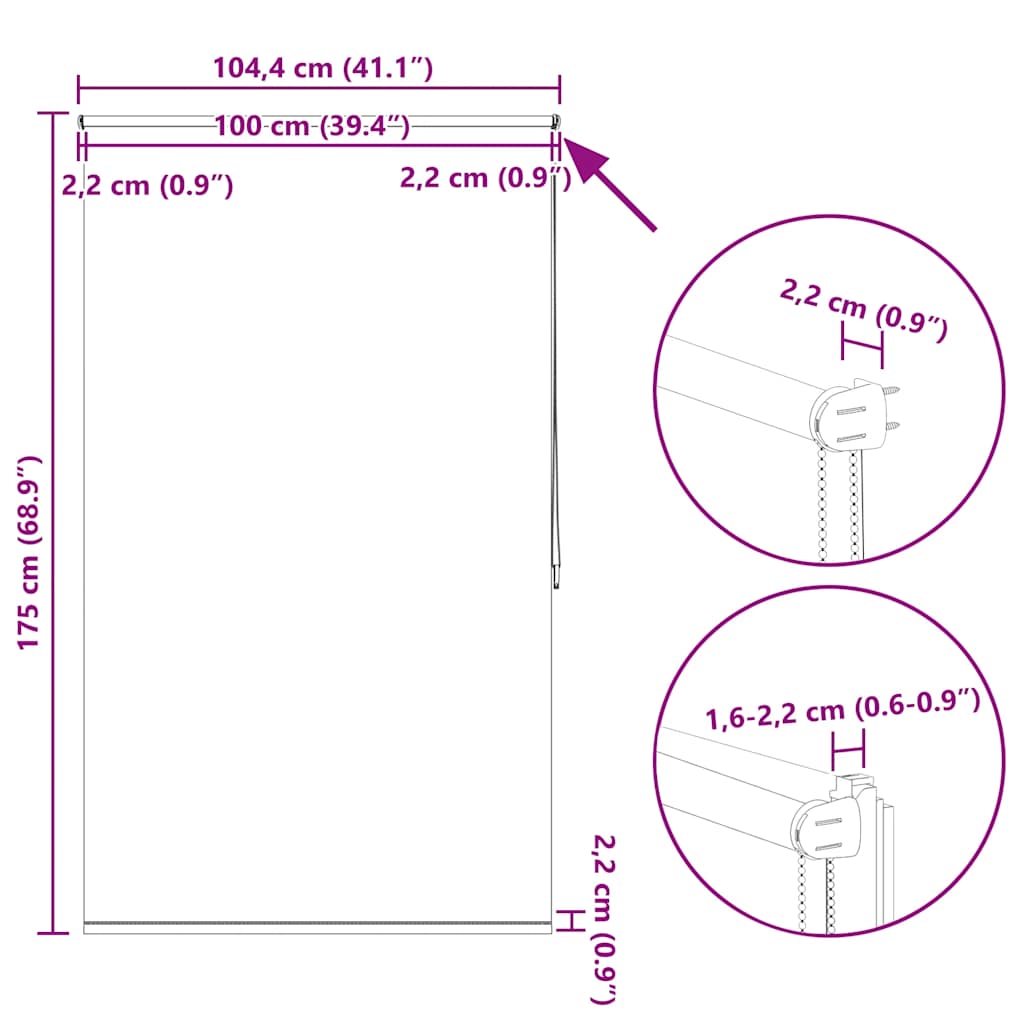 Zatemňovací roleta 104,4 x 175 cm, šířka látky 100 cm, krémově bílá - obrázek 18