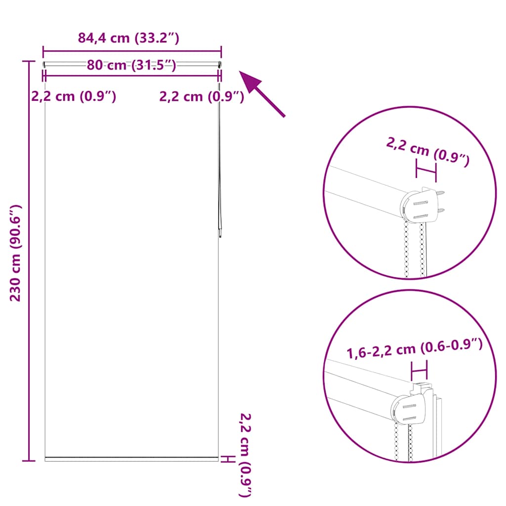 Rolgordijn verduisterend 84,4 x 230 cm stofbreedte 80 cm gebroken wit image 18