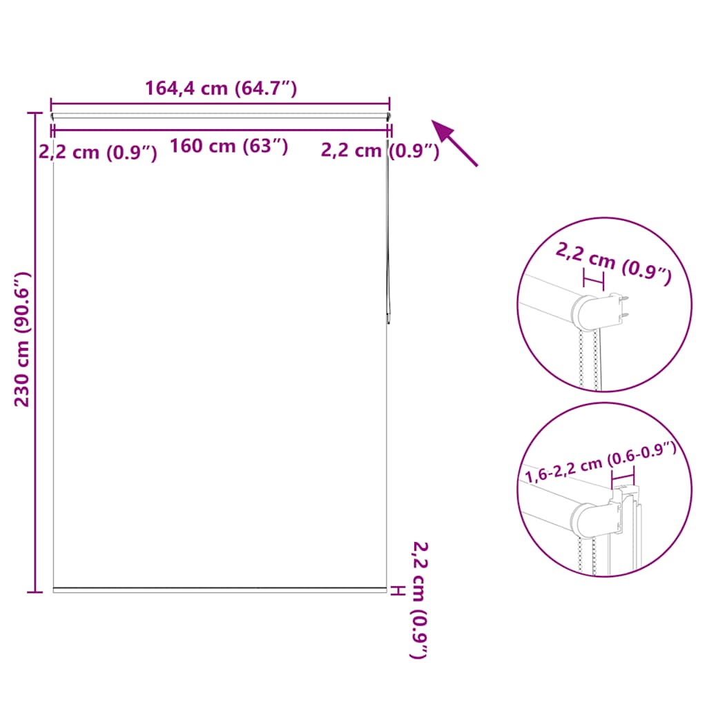 Zatemňovací roleta 164,4 x 230 cm, šířka látky 160 cm, šedá - obrázek 18