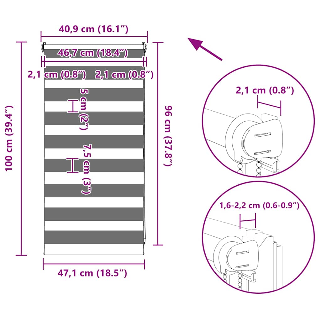 Zebra senčilo 40,9x100 cm Širina blaga 36,7 cm kava barva - slika 13