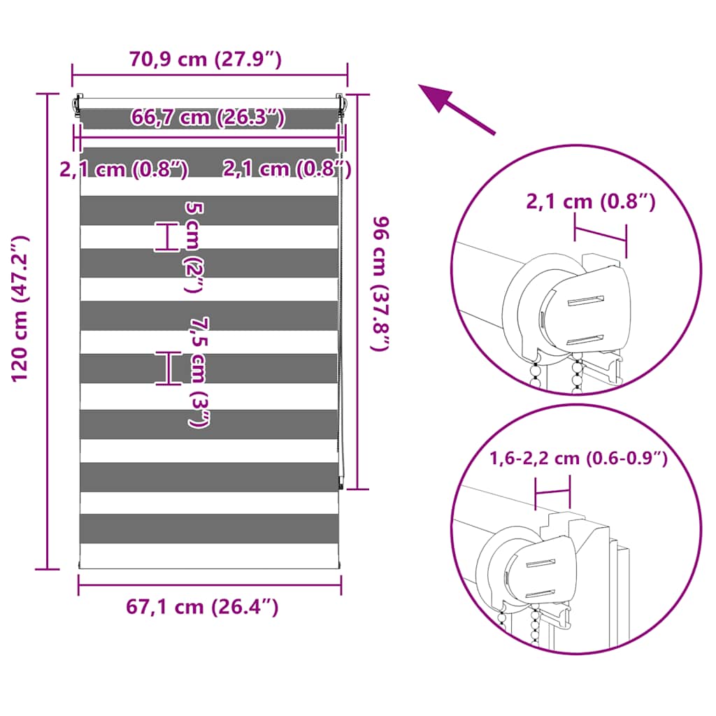 Zebra rolgordijn 70,9 x 120 cm stofbreedte 66,7 cm koffiebruin image 13