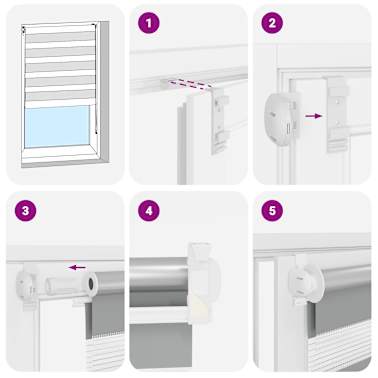 Estore de rolo 90 x 150 cm, linhas de zebra / Café[6/6]