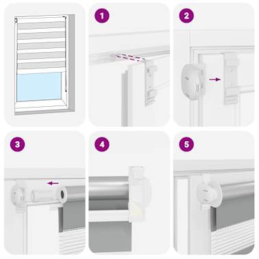 Estore de rolo 100 x 175 cm, linhas de zebra / Branco[6/6]