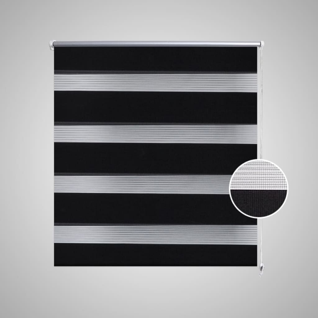 Rullgardin randig svart 100 x 175 cm transparent