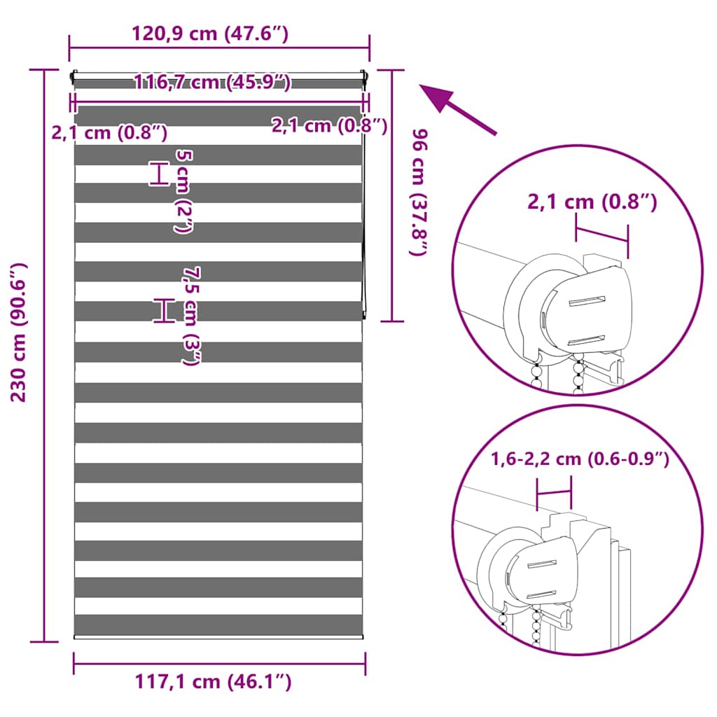 Zebra rolgordijn 120,9 x 230 cm stofbreedte 116,7 cm zwart image 13
