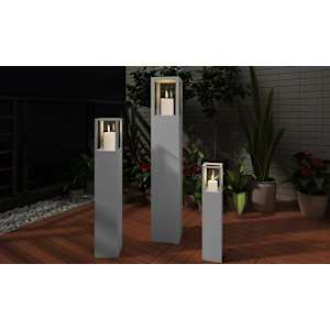 vidaXL Windlichts&auml;ulen-Set Holz Grau