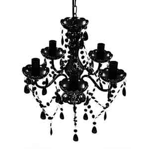 ČRNI Kristalni Lestenec 5 žarnic