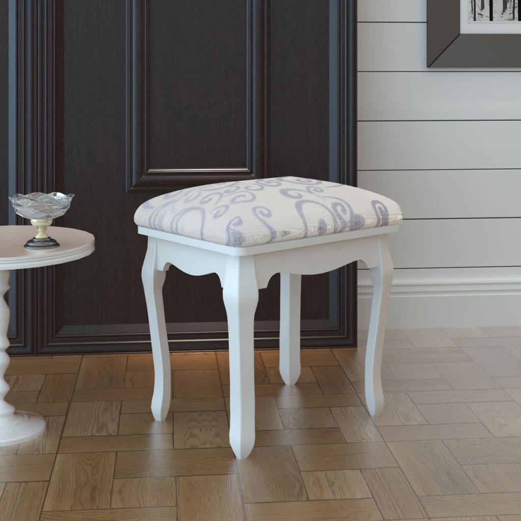 vidaXL Taburet pentru dressing, alb crem, material textil