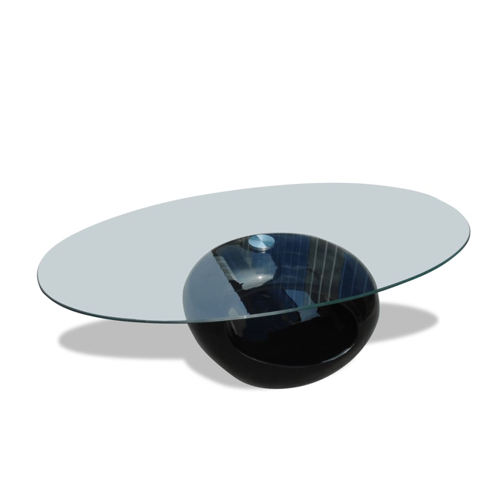 

vidaXL Coffee Table with Oval Glass Top High Gloss Black