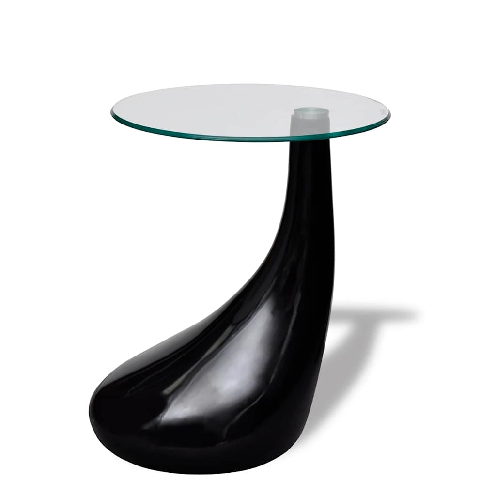 

vidaXL Coffee Table with Round Glass Top High Gloss Black