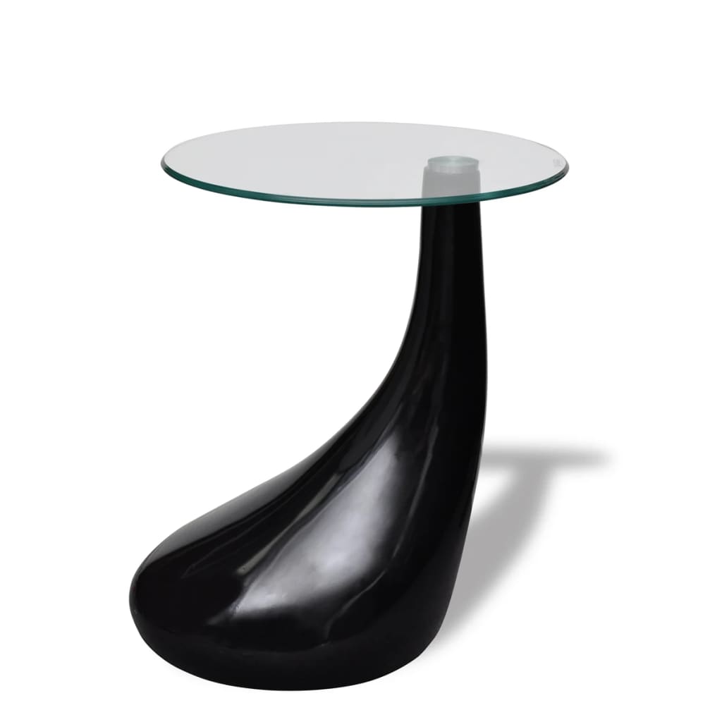 Image of vidaXL Coffee Table with Round Glass Top High Gloss Black
