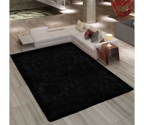 Tapis Poils Long Touffu Noir 120 X 170 Cm 2600g M2 Vidaxl Ch
