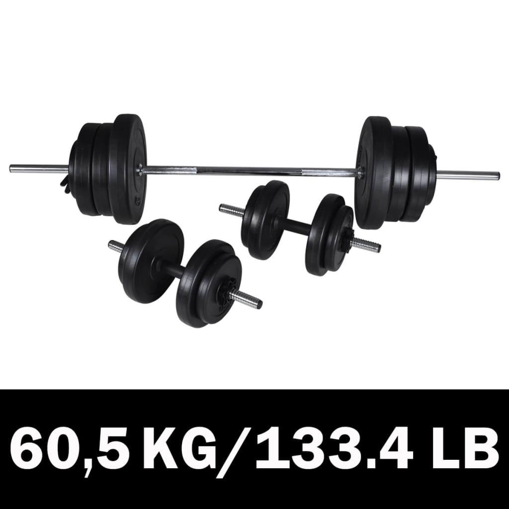 vidaXL Vzpěračská činka + sada 2 činek 60,5 kg