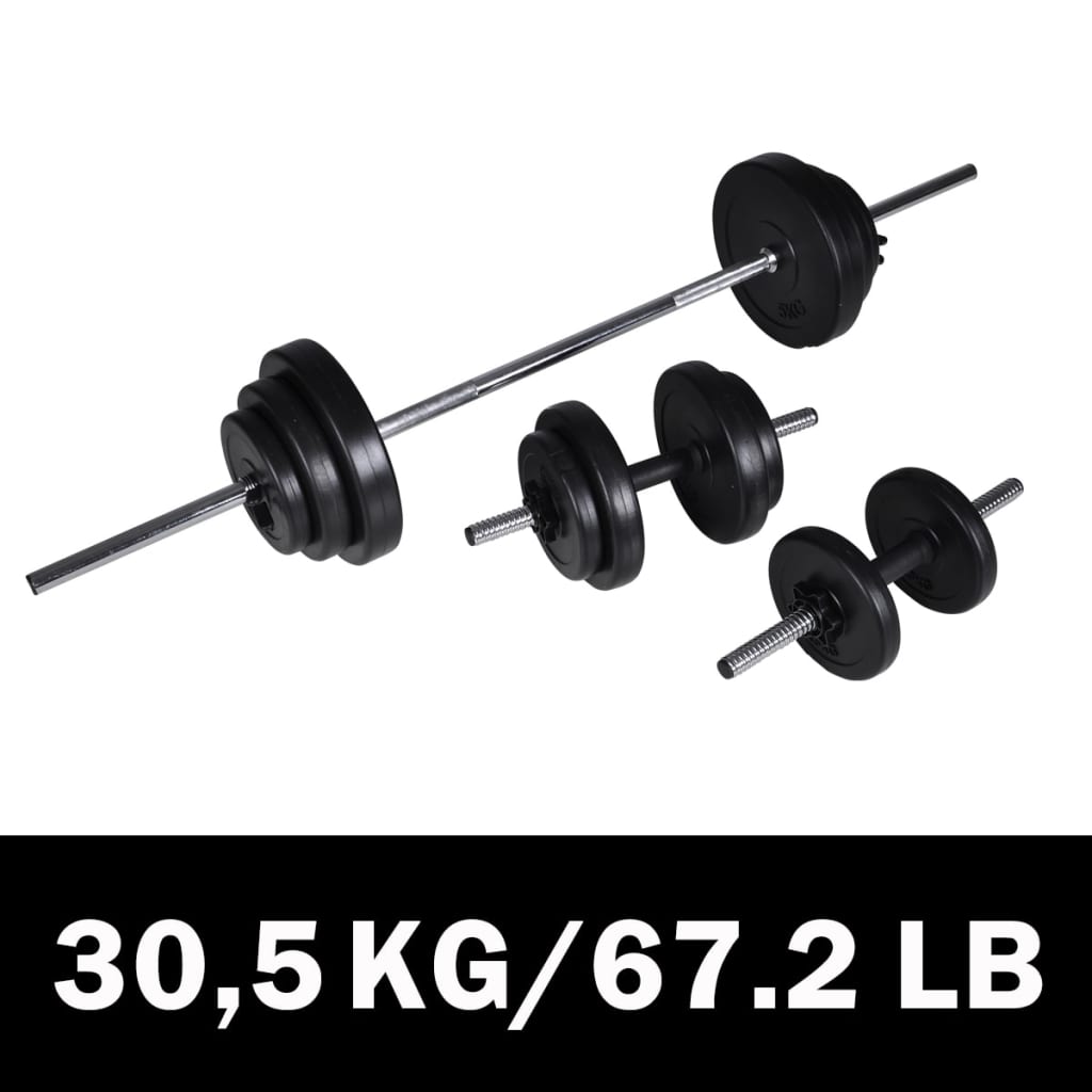 vidaXL vægtstang + 2 håndvægte 30,5 kg