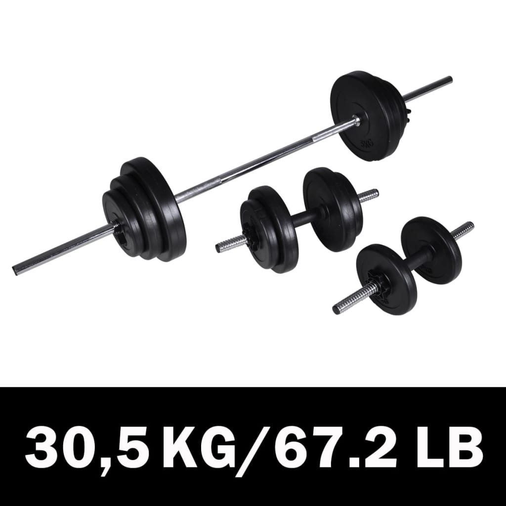 vidaXL Set cu halteră și 2 gantere 30,5 kg