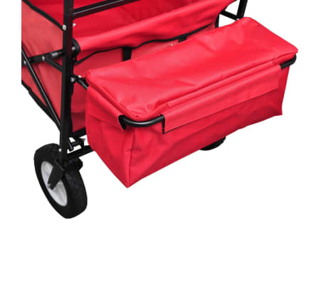 Skládací ruční vozík se stříškou - červený