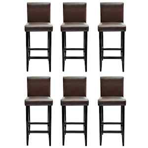 Barski stolčki 6 kosov temno rjavo umetno usnje - slika 2
