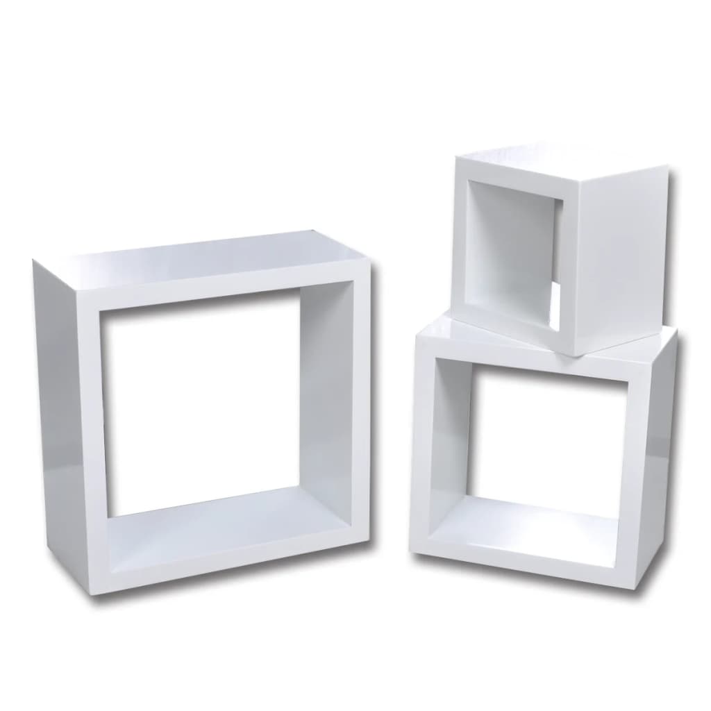 vidaXL Wandschappenset kubus 3 st wit