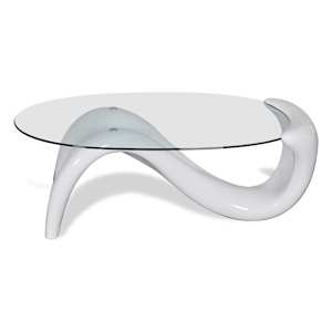 Couchtisch Glastisch mit wei&szlig;er Basis
