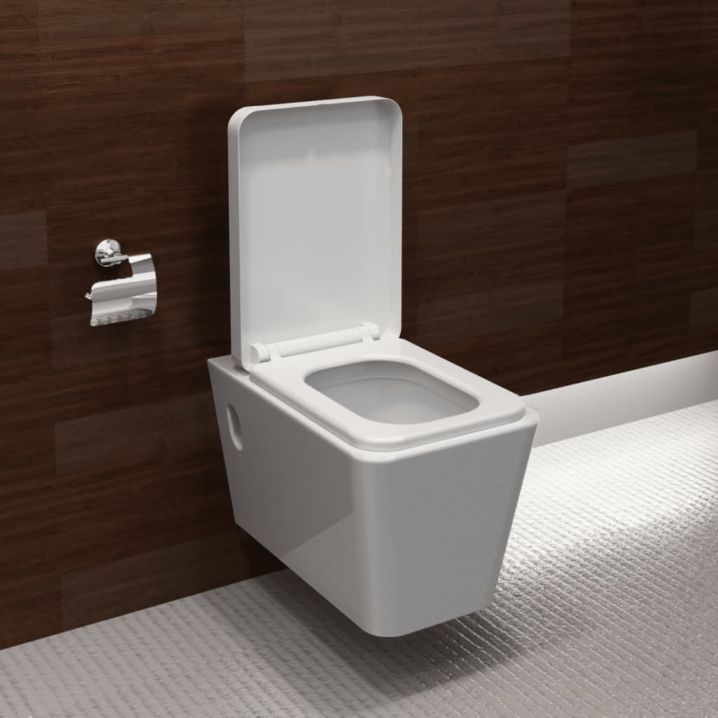 Toaletă WC dreptunghiular alb de perete poza vidaxl.ro