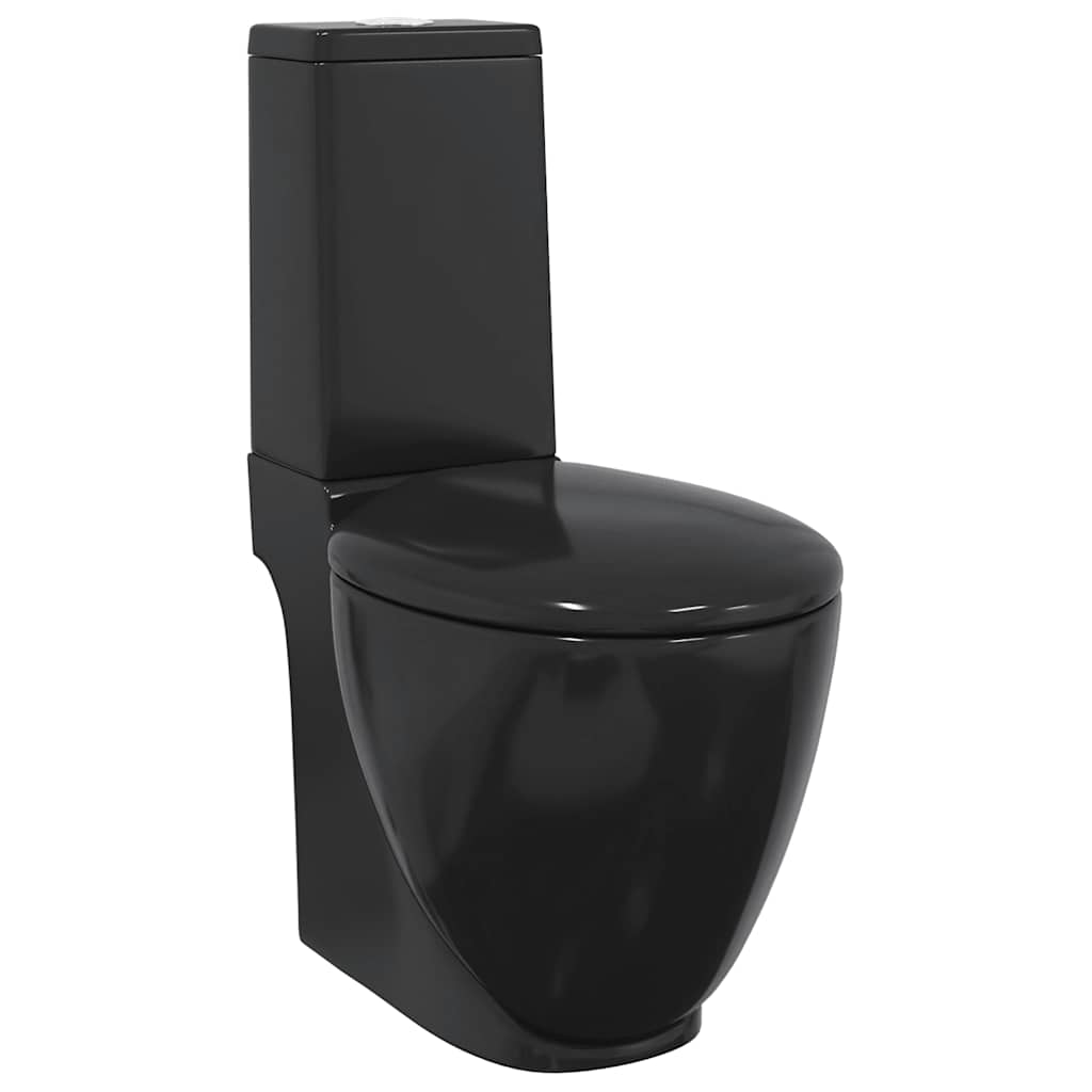 vidaXL Keramické WC zadní odpad černé