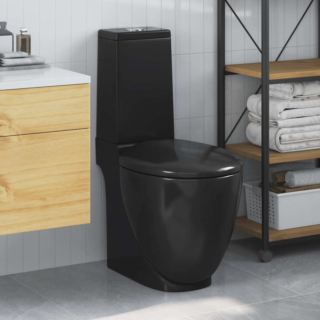 Toilette en céramique écoulement d'eau à l'arrière noir
