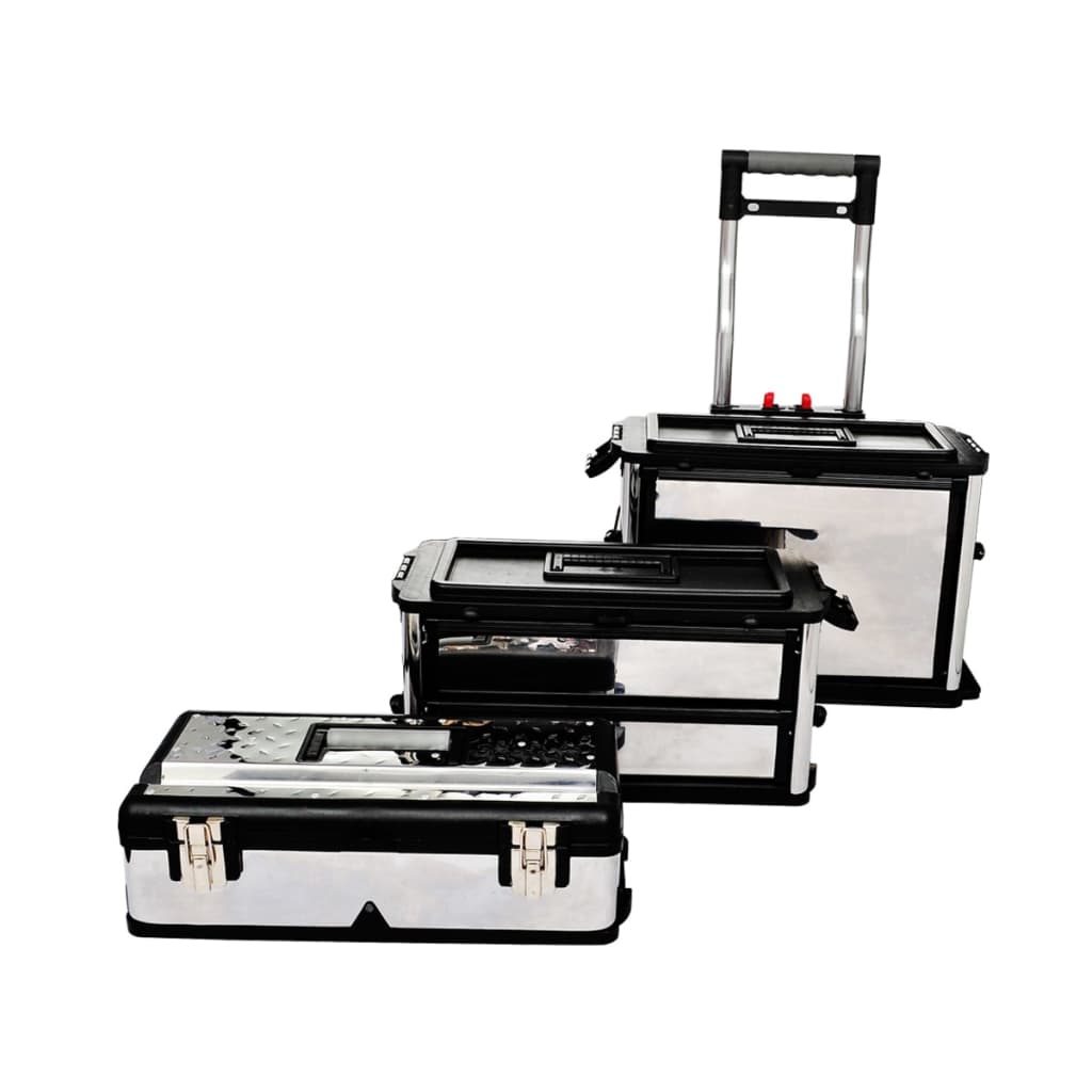 vidaXL 3-Part Rolling Tool Box with 2 Wheels