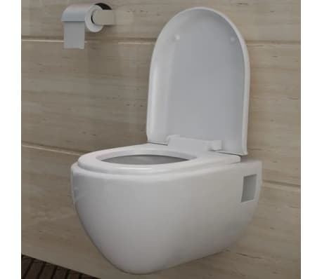 Cuvette WC suspendue blanche avec abattant Céramique