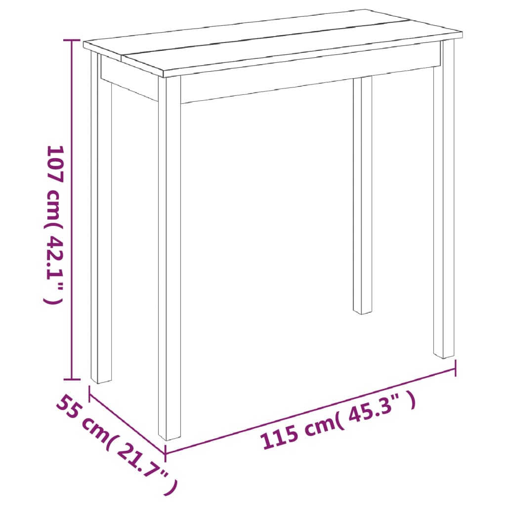  Barový stôl, MDF, čierny 115x55x107 cm