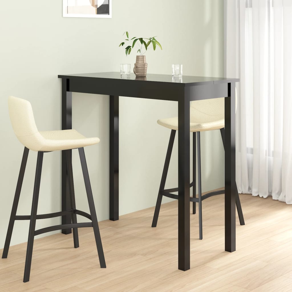 vidaXL Masă de bar MDF, negru, 115x55x107 cm