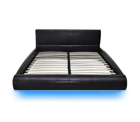 vidaXL Rama łóżka LED, czarna, sztuczna skóra, 140 x 200 cm
