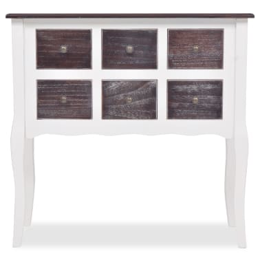 Vidaxl Console Cabinet 6 Drawers Brown And White Wood Vidaxl Com Au