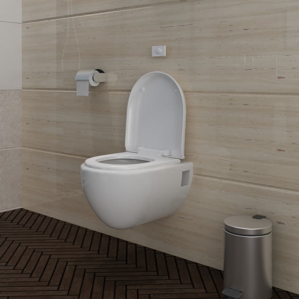 vidaXL Seinäkiinnitettävä WC-sarja ainutlaatuinen suunnittelu valk.